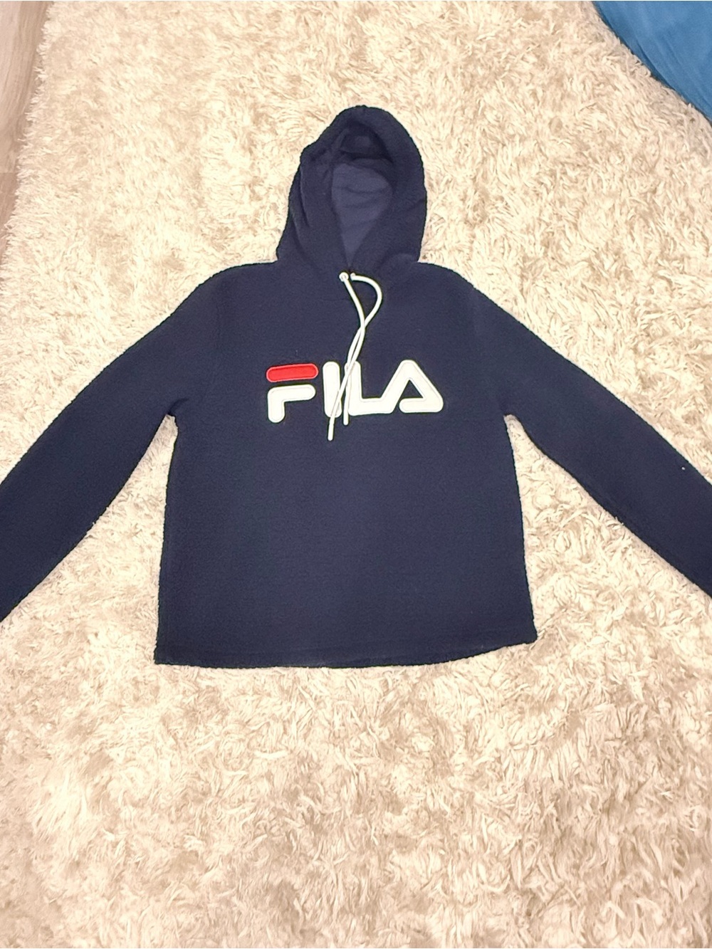 Fila Navy Blue Hoodie with White & Red Logo